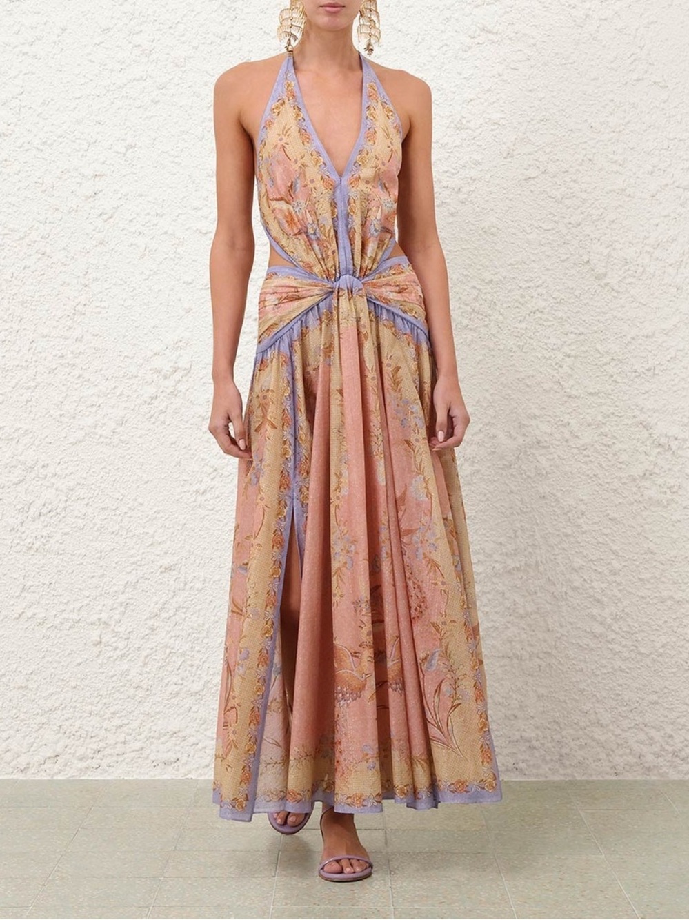 Zimmermann / The Indra Plunge Halter Maxi Dress